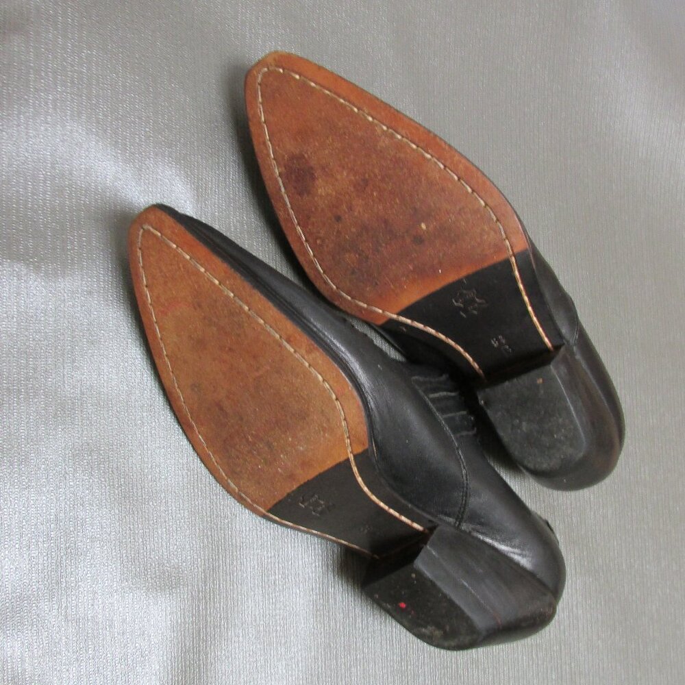 Vintage 1980s Guess? by Georges Marciano Black Leather Cowgirl Ankle Boots - Picture 3 of 4